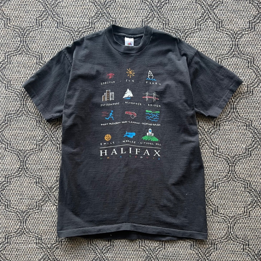 Vintage Halifax T-Shirt Mens XL Black Nova Scotia Souvenir Maritimes Canada